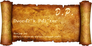 Dvorák Péter névjegykártya